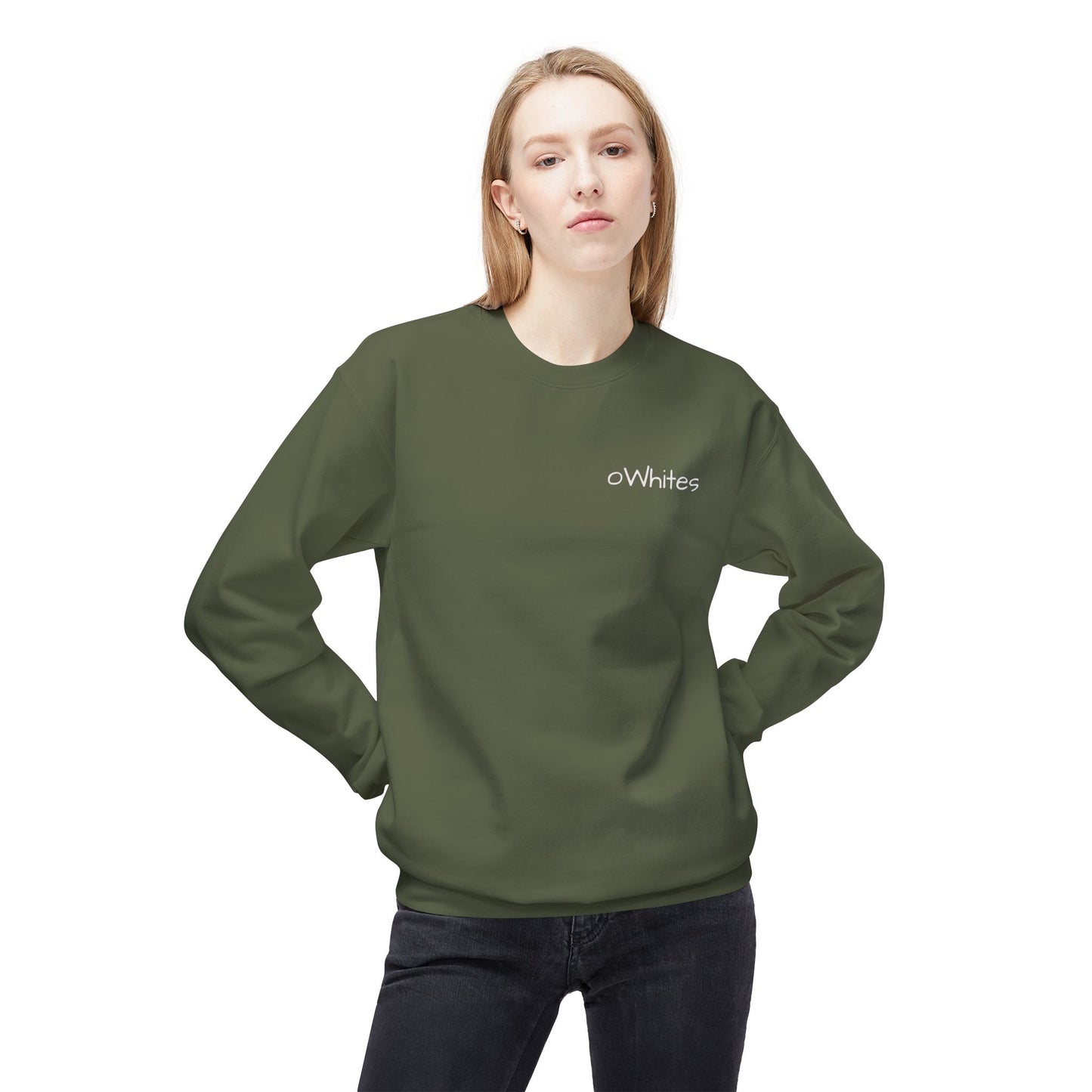 oWhites – Mittelschweres Softstyle-Fleece-Sweatshirt mit Rundhalsausschnitt