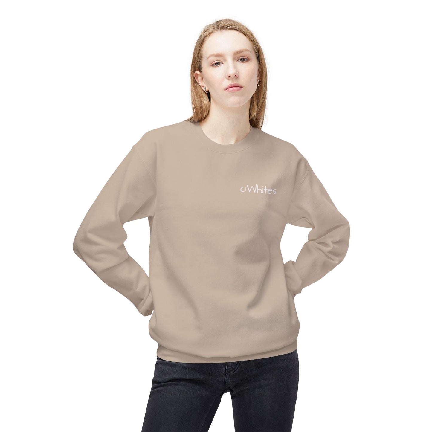 oWhites – Mittelschweres Softstyle-Fleece-Sweatshirt mit Rundhalsausschnitt