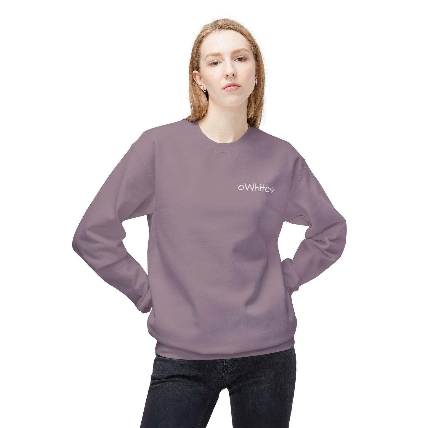 oWhites – Mittelschweres Softstyle-Fleece-Sweatshirt mit Rundhalsausschnitt