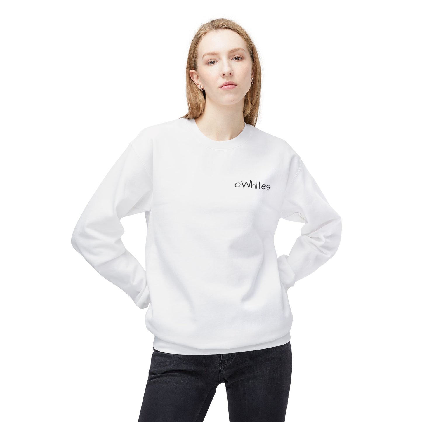 oWhites – Mittelschweres Softstyle-Fleece-Sweatshirt mit Rundhalsausschnitt